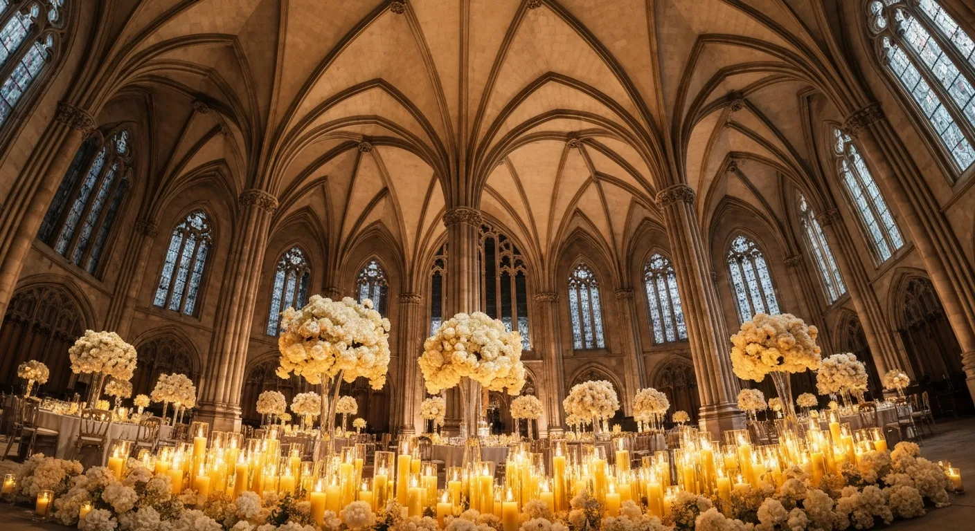 Salón de celebración preparado para el banquete