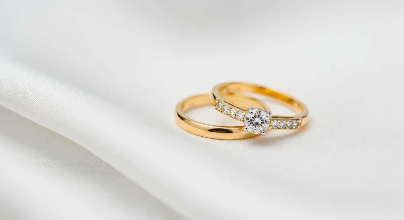 Alianzas de boda sobre una superficie clara